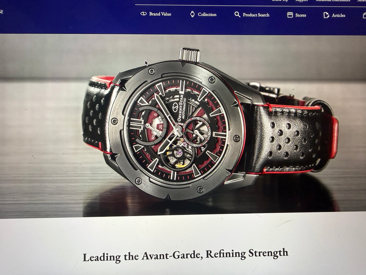 Orient Star Avant-Garde Automatic Skeleton Men's Watch Black Red Leather Ope