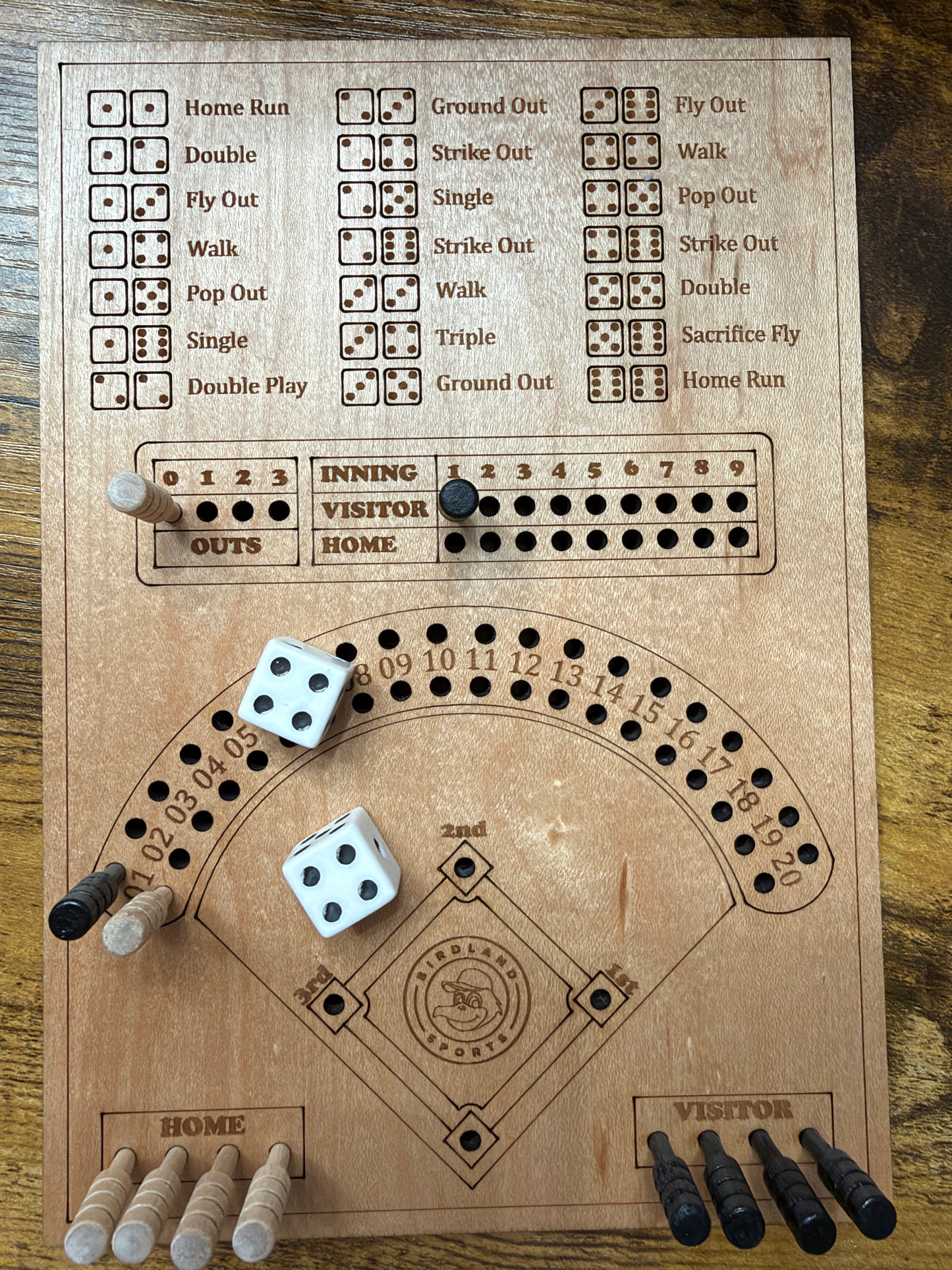 Birdland Sports Wooden Baseball Dice Game