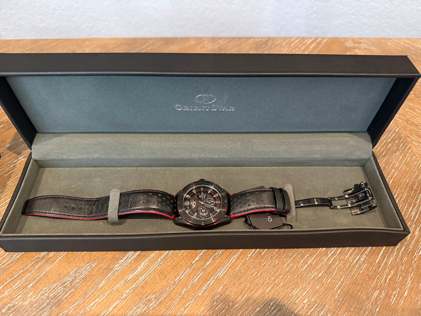 Orient Star Avant-Garde Automatic Skeleton Men's Watch Black Red Leather Ope