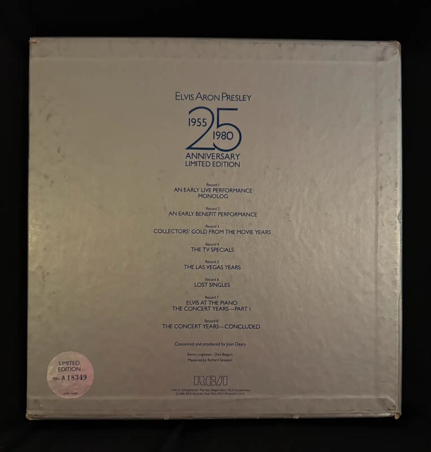 Elvis Presley out-of-print, limited edition 8 LP box set and autographed book