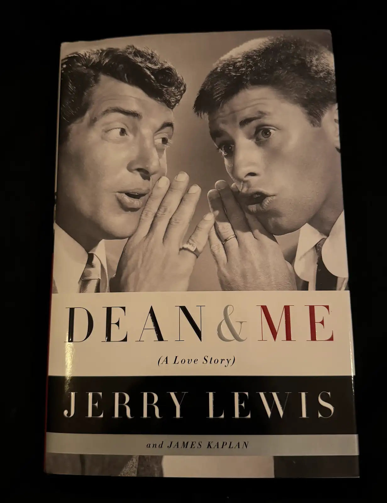 Autographed copy of Jerry Lewis's book DEAN & ME (A LOVE STORY) and two vintage 1970s telethon buttons